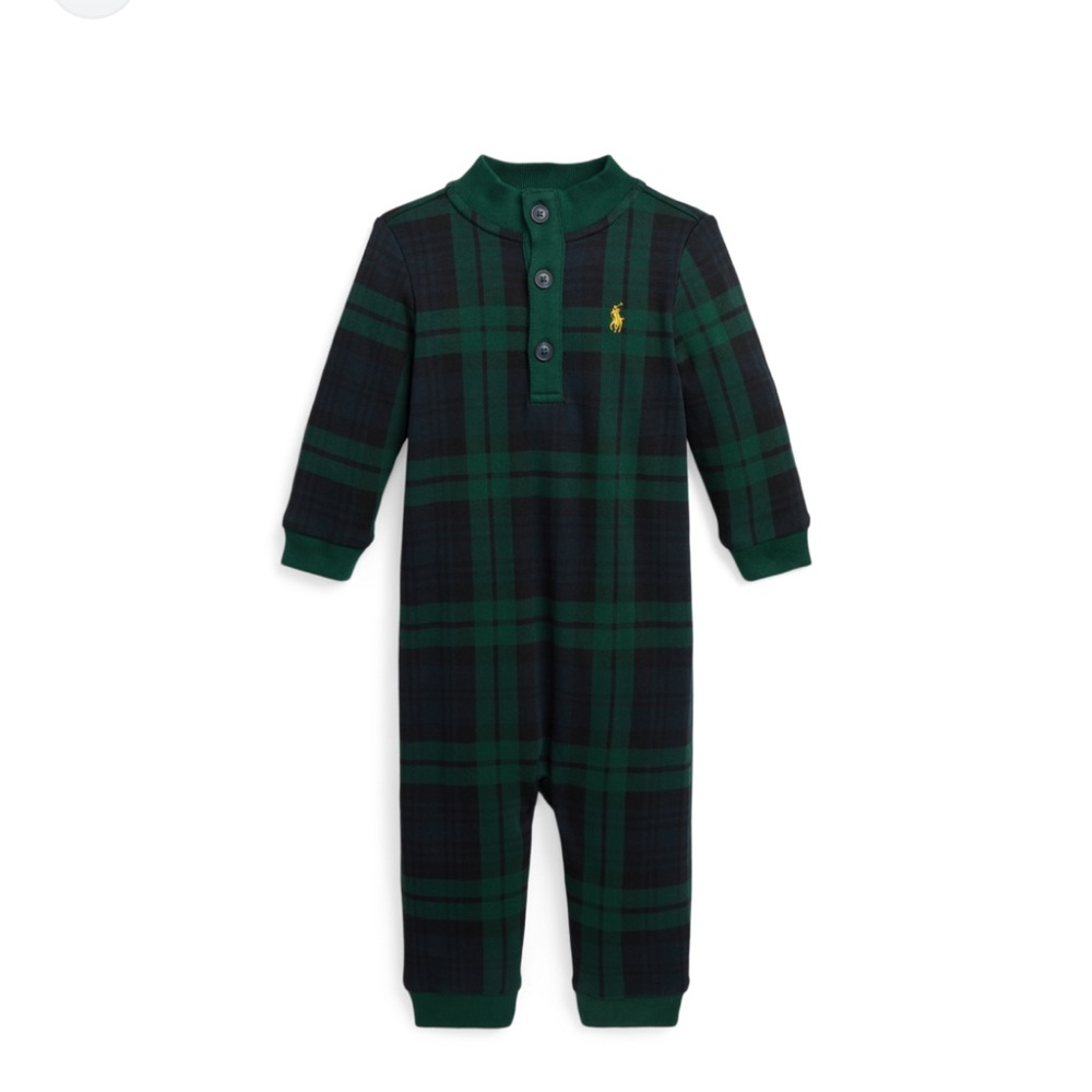 Ralph lauren baby plaid interlock coverall onesie 12mo